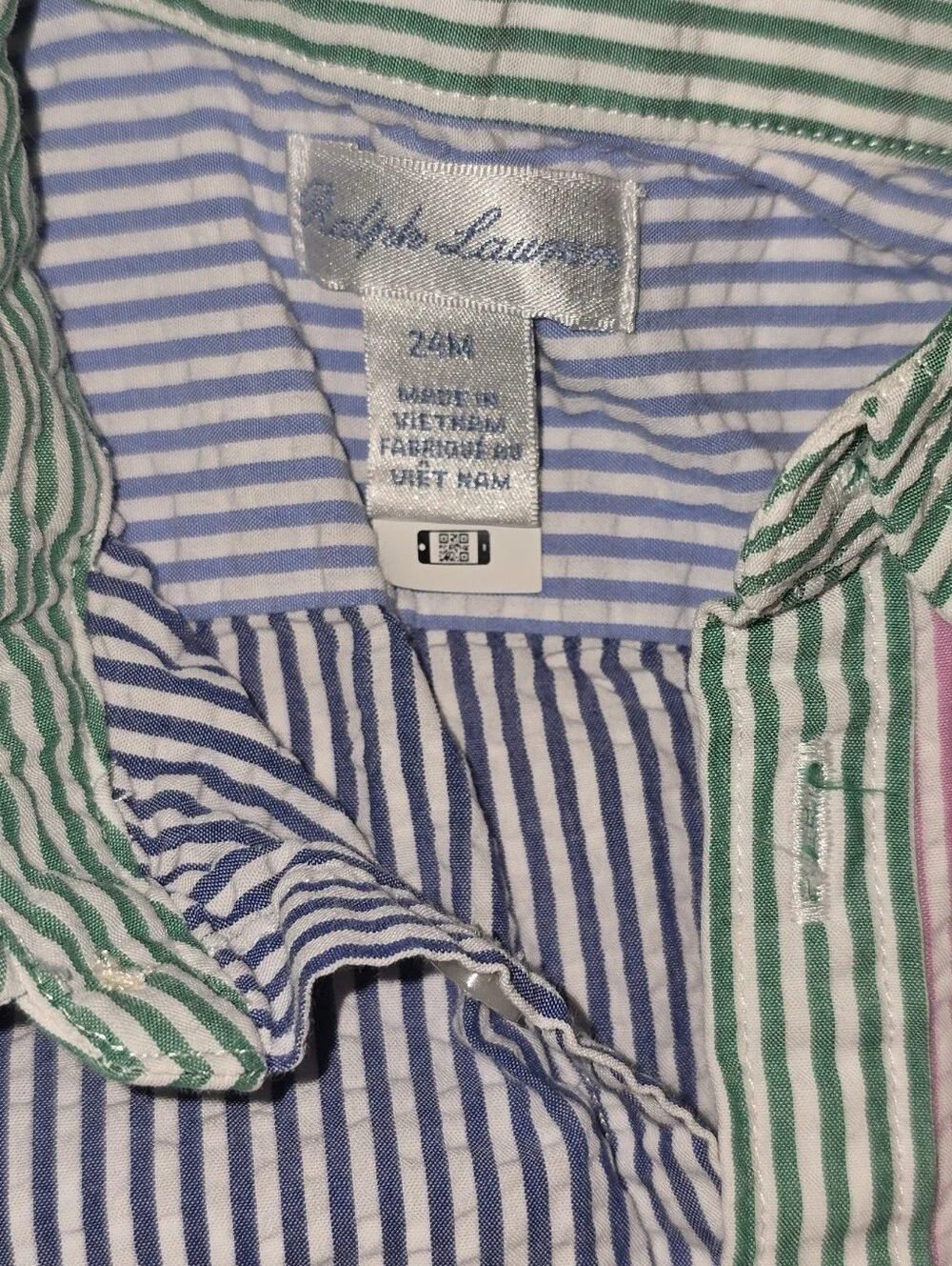 Ralph Lauren Baby Seersucker Shirtdress with Bloomers - Pastel Mix